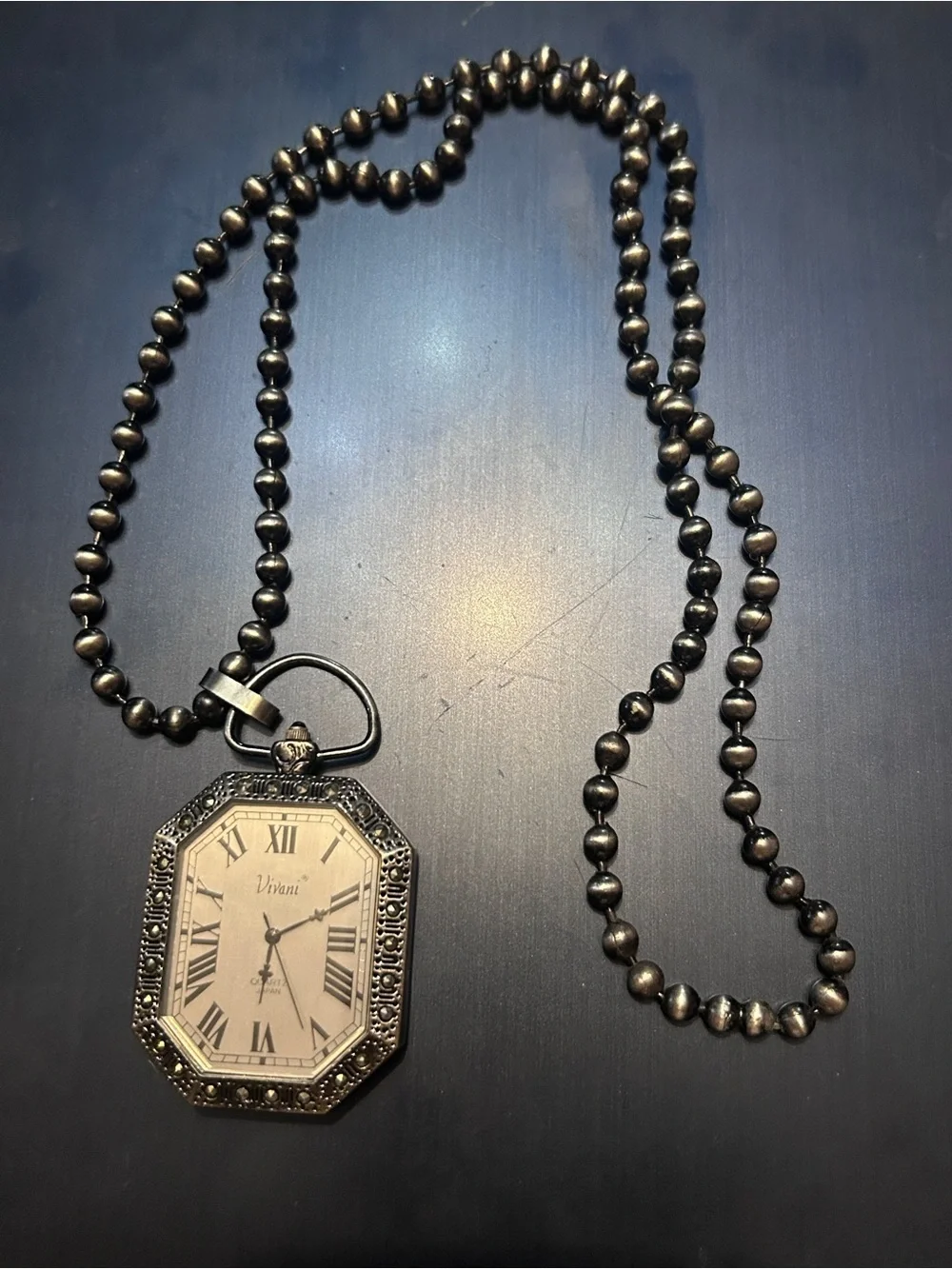 Vintage-Inspired Octagonal Pocket Watch Necklace - Bronze Tone